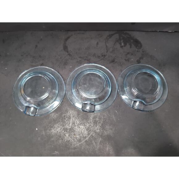 Fostoria Azure Blue Ashtray Set of 3, Small MCM Dish, Mid Century Modern Dishes - Picture 3 of 7